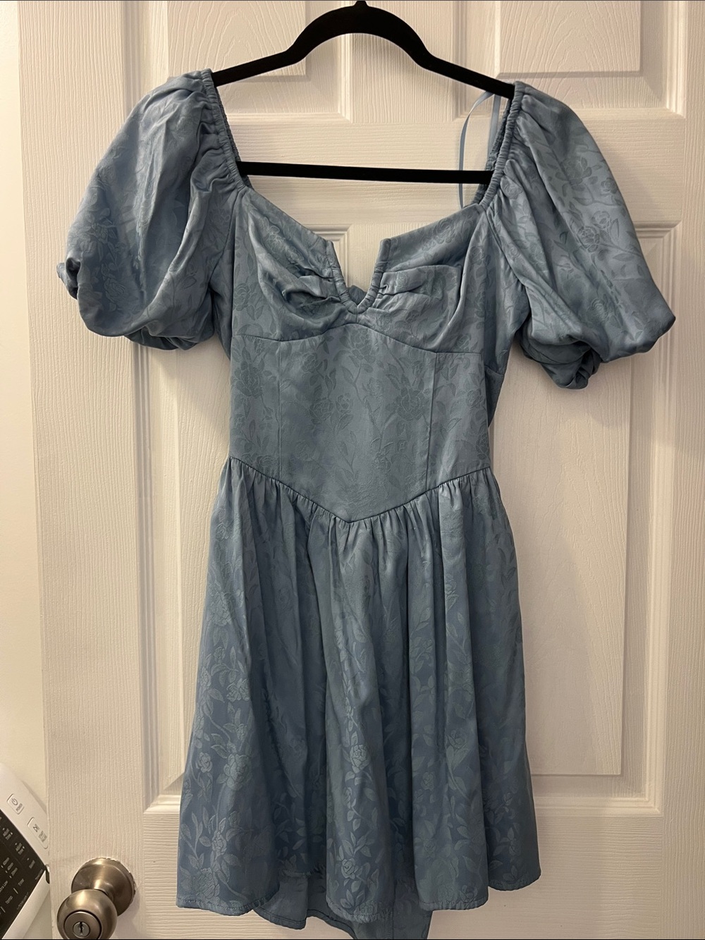 City Studio Powder Blue Puff-Sleeve Mini Dress